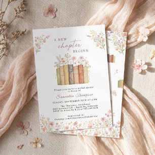 Invitation Nouveau chapitre commence Floral Vintage Livres