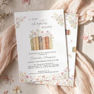 Invitation Nouveau chapitre commence Floral Vintage Livres