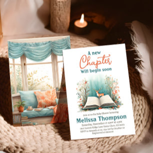 Invitation Nouveau chapitre Commence le Baby shower du livre 