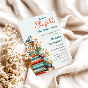 Invitation Nouveau chapitre Commence le Baby shower du livre 