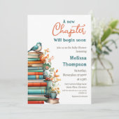 Invitation Nouveau chapitre Commence le Baby shower du livre  (Debout devant)