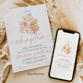 Invitation Nouveau chapitre fleur sauvage arc rose Baby showe