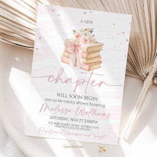 Invitation Nouveau chapitre fleur sauvage arc rose Baby showe