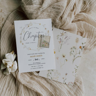 Invitation Nouveau chapitre Livre Theme Genre Neutre Baby sho