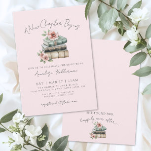 Invitation Nouveau Chapitre Rose Fleurs Mariage