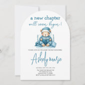 Invitation Nouveau Chapitre Teddy bleu garçon baby shower Our (Devant)