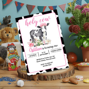Invitation Nouveau Cute rose floral Saint-Vache 1er anniversa