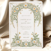 Invitation Nouveau Daisies Photo Mariage Ivory Green