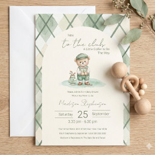 Invitation Nouveau dans le club de golf Ours Baby Shower QR C