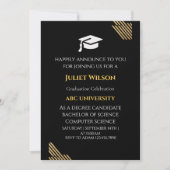 Invitation Nouveau diplôme Black collège élégant début (Devant)