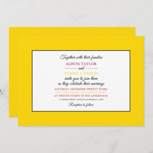 Invitation Nouveau drapeau mexicain, drapeau du Mariage du No (Devant / Derrière)