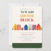 Invitation Nouveau Enfant Sur Le Baby shower De Quartier Bloc (Devant)