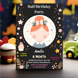 Invitation Nouveau Garçon Fille 6 Mois Semi-Année Fête Demi-A