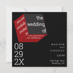 Invitation Nouveau High Tech Cube épique noir géométrique