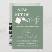 Invitation Nouveau Jeu De Keys Houseécher Party Green Ajouter (Devant / Derrière)