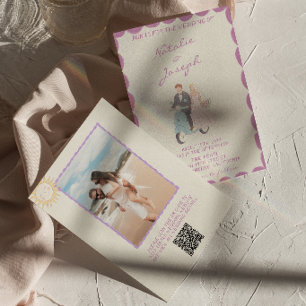 Invitation Nouveau Mariage Art Code QR Photo Main Mariée