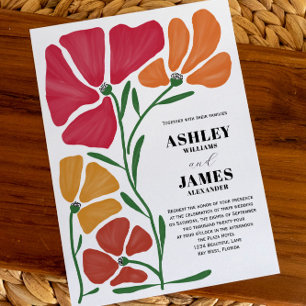 Invitation Nouveau Mariage floral clair et coloré