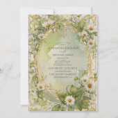 Invitation Nouveau Mariage vert ivoire Daisies (Devant)