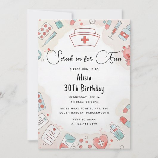 Invitation Nouveau médecin Coeur Infirmière inscrite Rn 30e a (Devant)