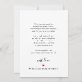 Invitation Nouveau-né bébé 3 photo collage élégant merci (Dos)