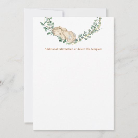 Invitation Nouveau-né bébé dans les mains boho eucalyptus ver (Dos)