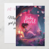 INVITATION NOUVEAU-NÉE  BÉBÉ FILLE (Devant / Derrière)