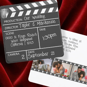 Invitation Nouveau Personnalisé Mariage Clapperboard de film