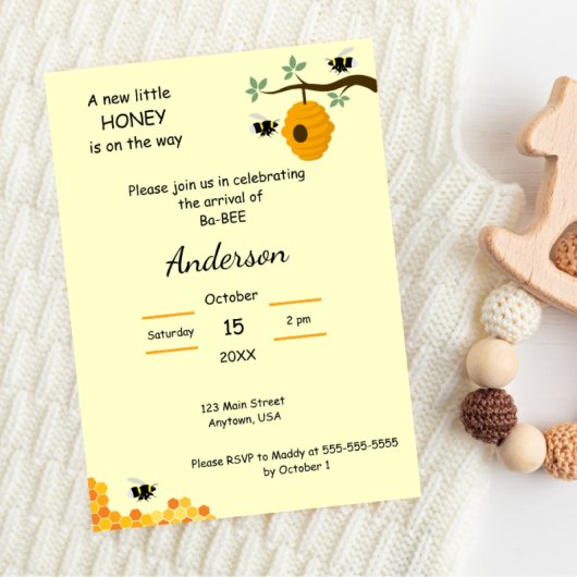 Invitation Nouveau petit miel sur le chemin