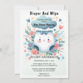 Invitation Nouveau Post Papa Bleu Rose Bleu Bleu Papier et es (Devant)