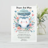 Invitation Nouveau Post Papa Bleu Rose Bleu Bleu Papier et es (Debout devant)