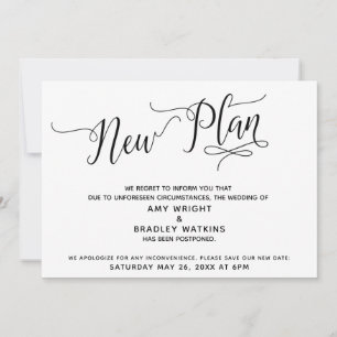 Invitation Nouveau report de l'annonce du mariage prévue par