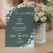 Invitation Nouveau Sage vert moderne avec Mariage simple blan