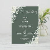 Invitation Nouveau Sage vert moderne avec Mariage simple blan (Debout devant)