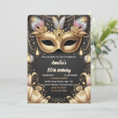Invitation Nouveau Tutu Black Gold Chic Masquerade 50e annive (Debout devant)