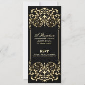 Invitation Nouveau Victorian : Mariage noir & or (Dos)