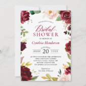 Invitation NOUVEAUTÉ ! Belle Fête des mariées florale Bourgog (Devant)