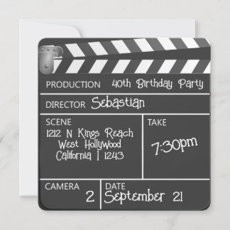 Invitation Nouveauté Personnalisé Film Clapperboard Anniversa