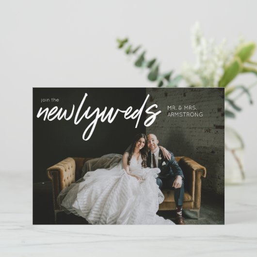 Invitation Nouveaux mariés W Horizontal 3 Photo Mariage Récep (Debout devant)