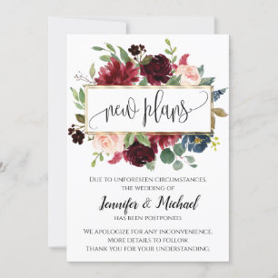 Invitation Nouveaux plans reportés annonce florale annulée