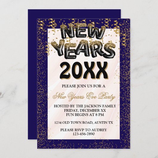 Invitation Nouvel An (Devant / Derrière)