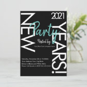 Invitation Nouvel An 2021 White Turquoise Typography Company  (Debout devant)