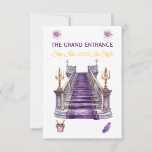 Invitation Nouvel An 2026 Luxe Violet et Or