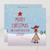 Invitation Nouvel An Arbre de rennes drôle 2025 Noël (Devant / Derrière)