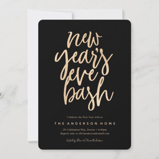 Invitation Nouvel An Bash Faux Parties scintillant Party Invi (Devant)