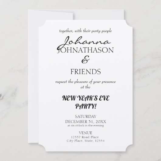 Invitation Nouvel An Black Funny Custom Custom (Devant)