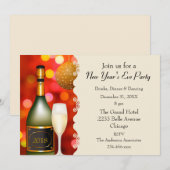 Invitation Nouvel An Boule à Facettes Champagne (Devant / Derrière)