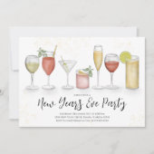 Invitation Nouvel An Champagne Aquarelle QR Code Event (Devant)