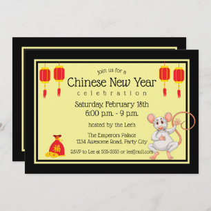 Invitation Nouvel An chinois 2020 Cartoon Rat
