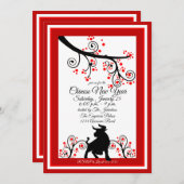 Invitation Nouvel An chinois 2021 Ox et arbre à fleurs (Devant / Derrière)