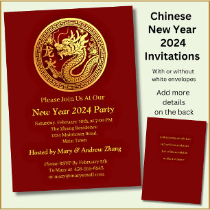 Invitation Nouvel An Chinois 2024 Ajouter Nom & Détails, Drag